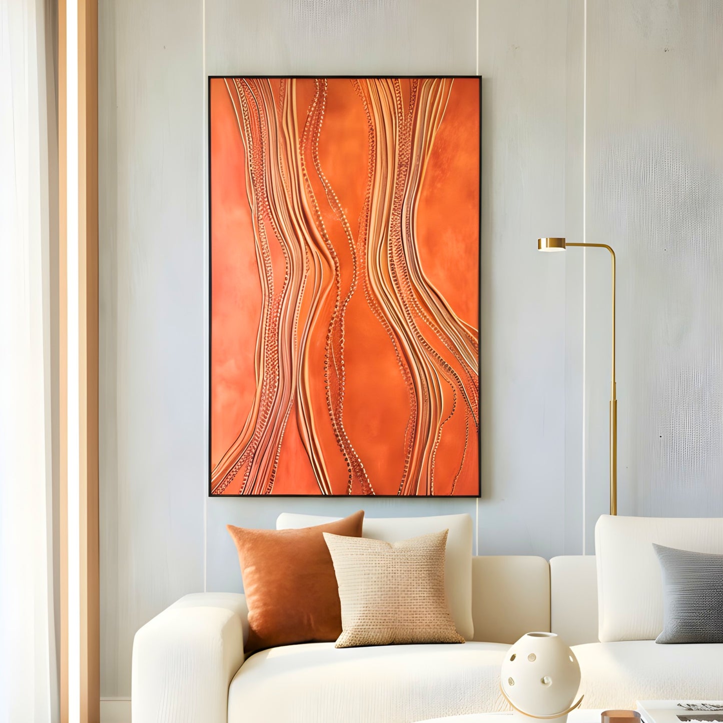 Trace - Premium UV Print Canvas Wall Art - Orange ~ 4 ft x 3 ft