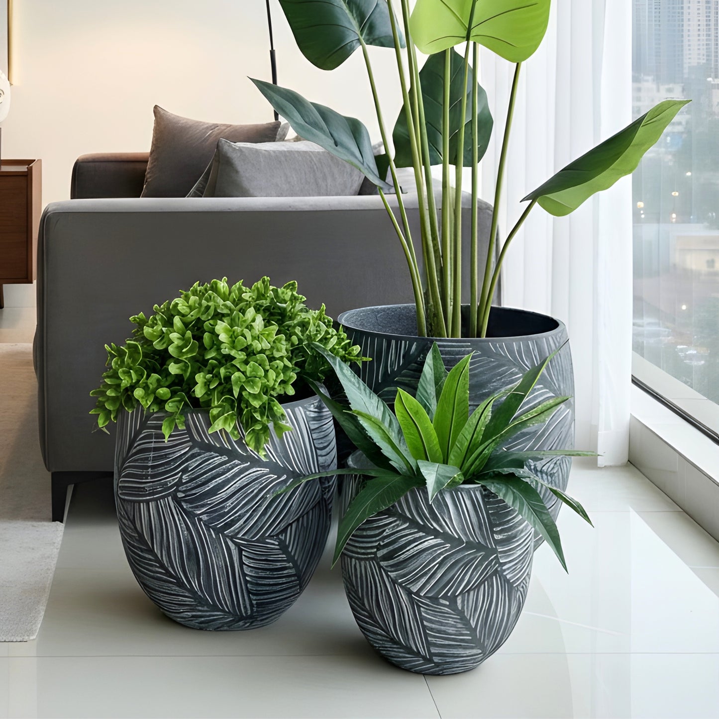 Eden ~ Grey Sculptural Plant Pots