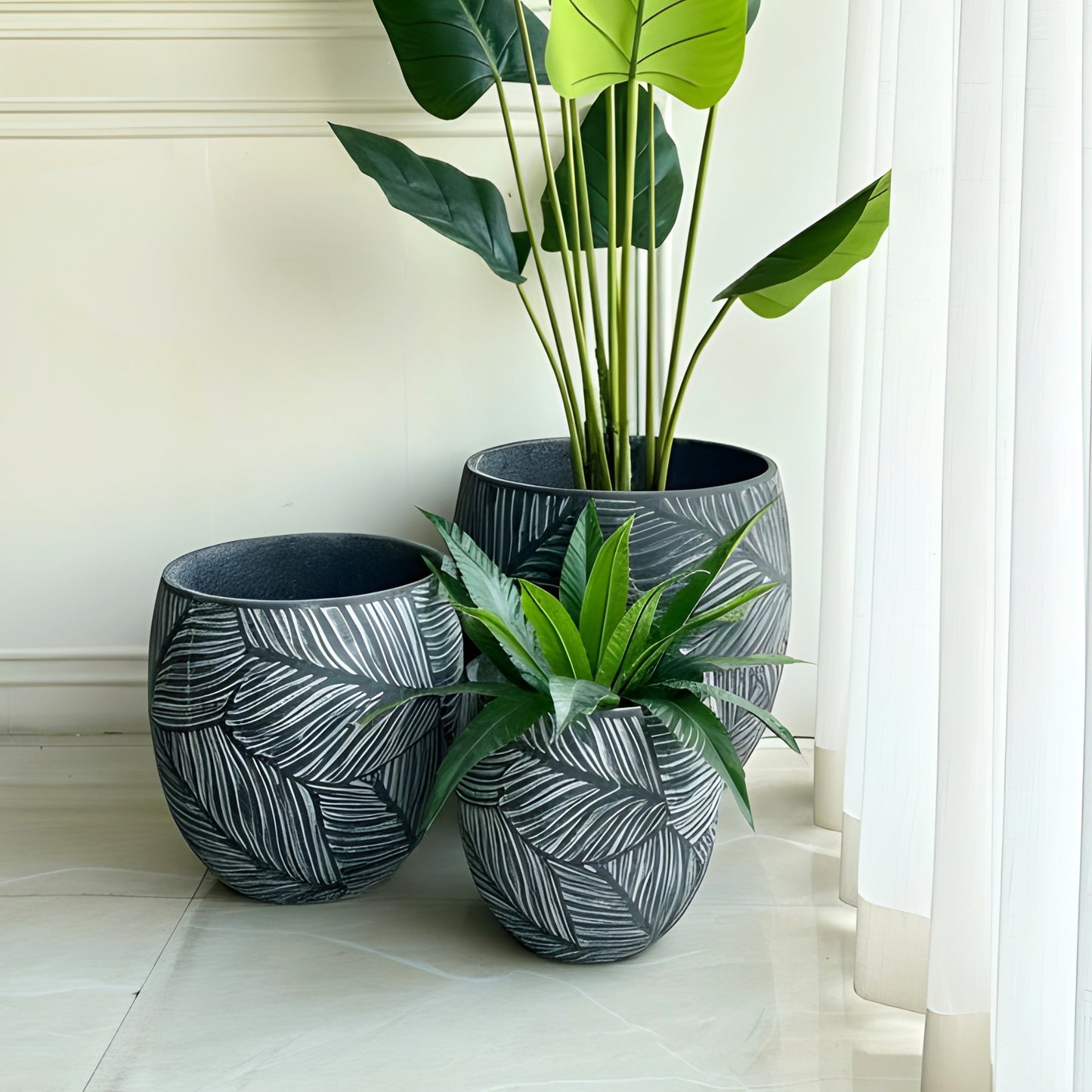 Eden ~ Grey Sculptural Plant Pots