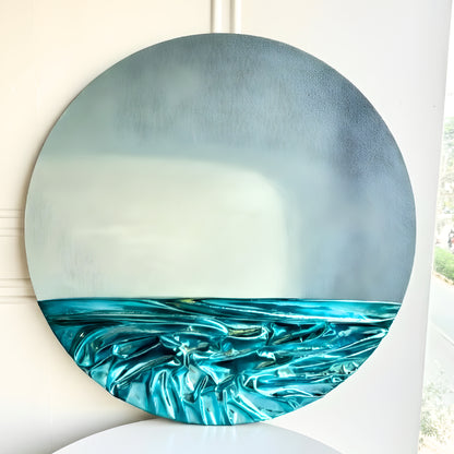 Aqua – Modern Abstract Premium Wall Art ~ 3 ft Dia