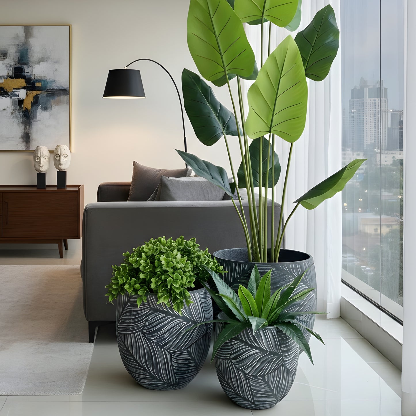 Eden ~ Grey Sculptural Plant Pots