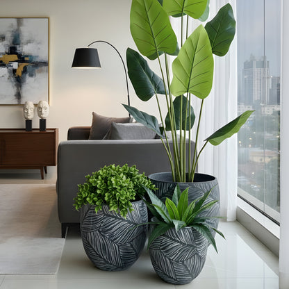 Eden ~ Grey Sculptural Plant Pots