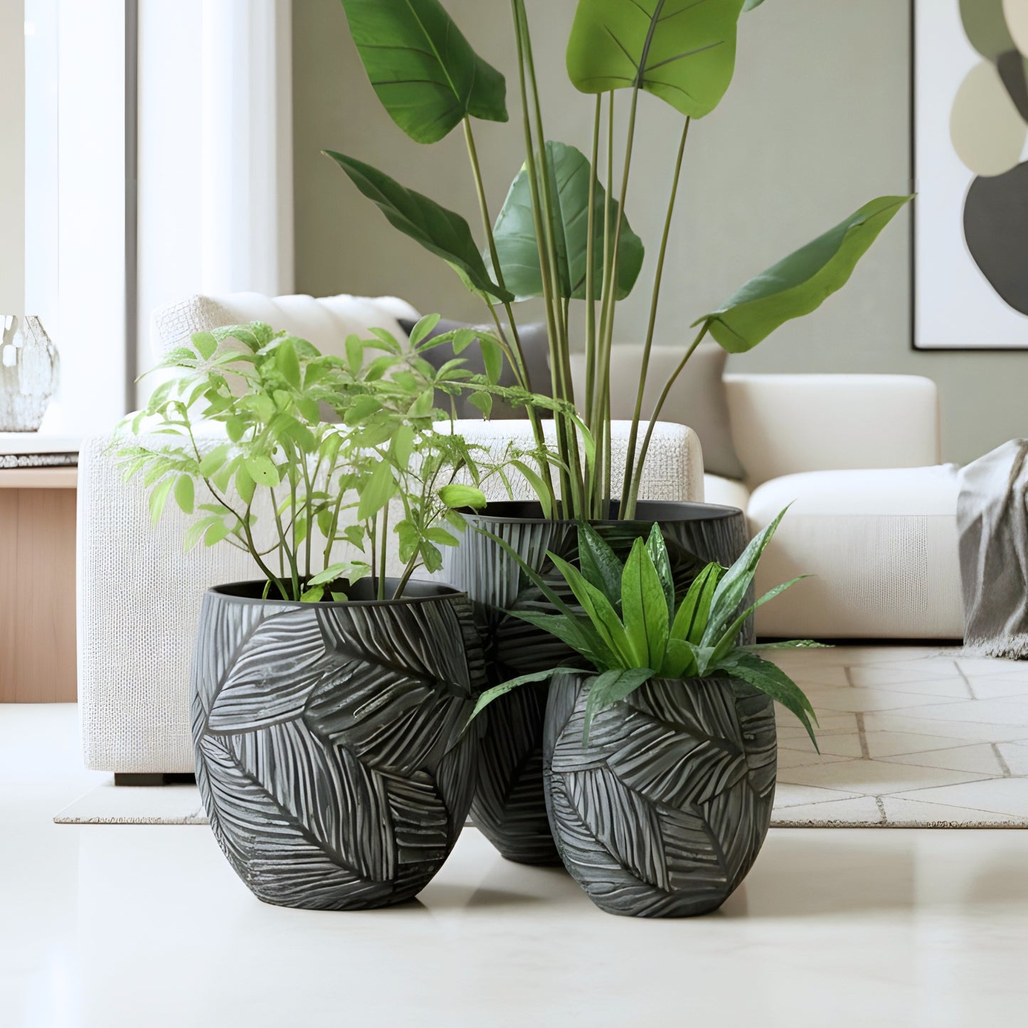 Eden ~ Grey Sculptural Plant Pots
