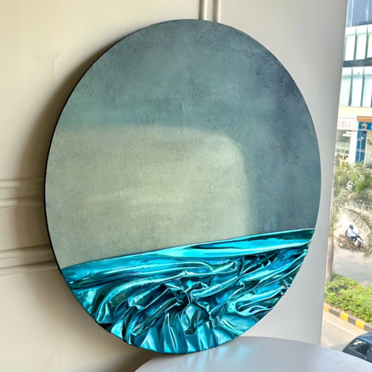 Aqua – Modern Abstract Premium Wall Art ~ 3 ft Dia