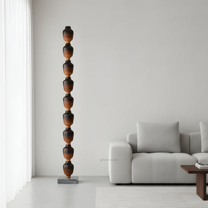 Bastion - Wood Finish Totem Floor Sculpture ~ 7 feet Tall