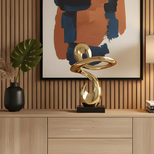 Continuum - Modern Abstract Metallic Gold Finish Sculpture ~ 2.5 feet Tall