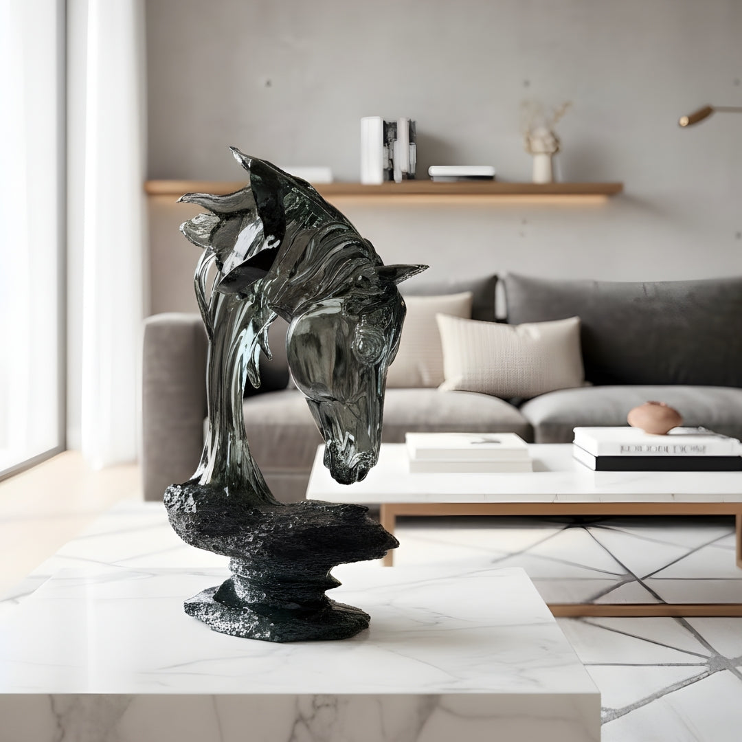 Phantom - Black Horse Showpiece ~ 1.5 feet Tall