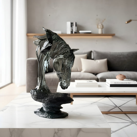 Phantom - Black Horse Showpiece ~ 1.5 feet Tall