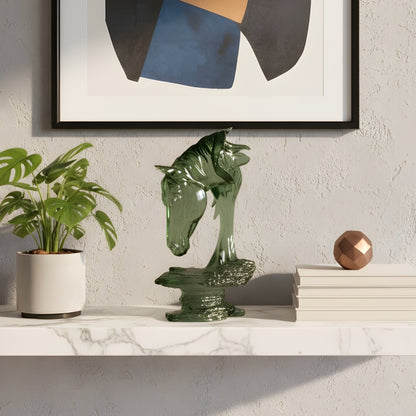 Phantom - Green Horse Showpiece ~ 1.5 feet Tall