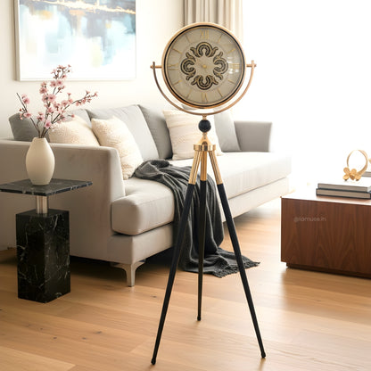 Artisanal Timecraft - Designer Floor Clock with Moving Gears Mechanism - White & Gold