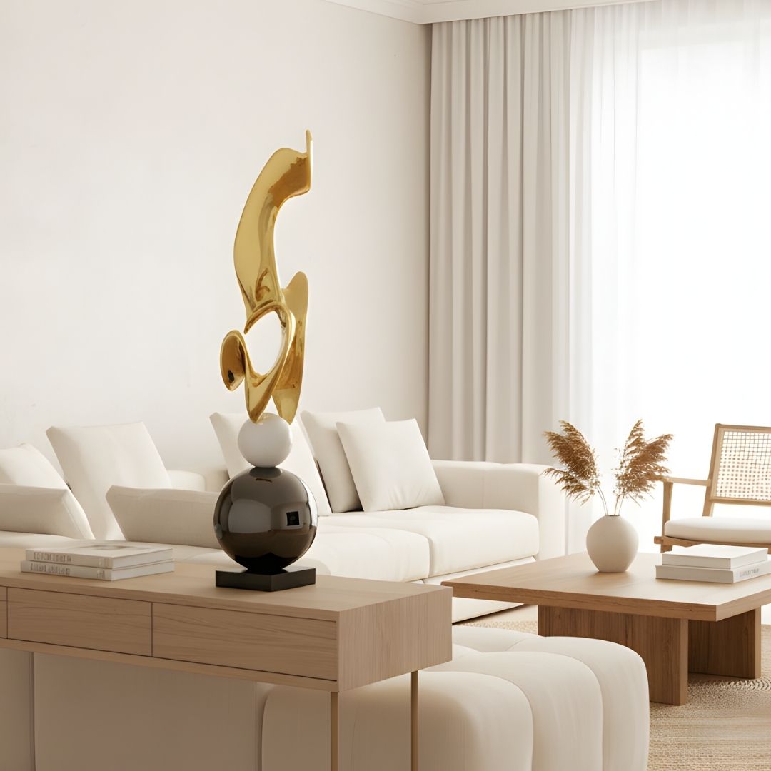 Ignis - Modern Abstract Metallic Finish Sculpture ~ 2.5 Feet Tall