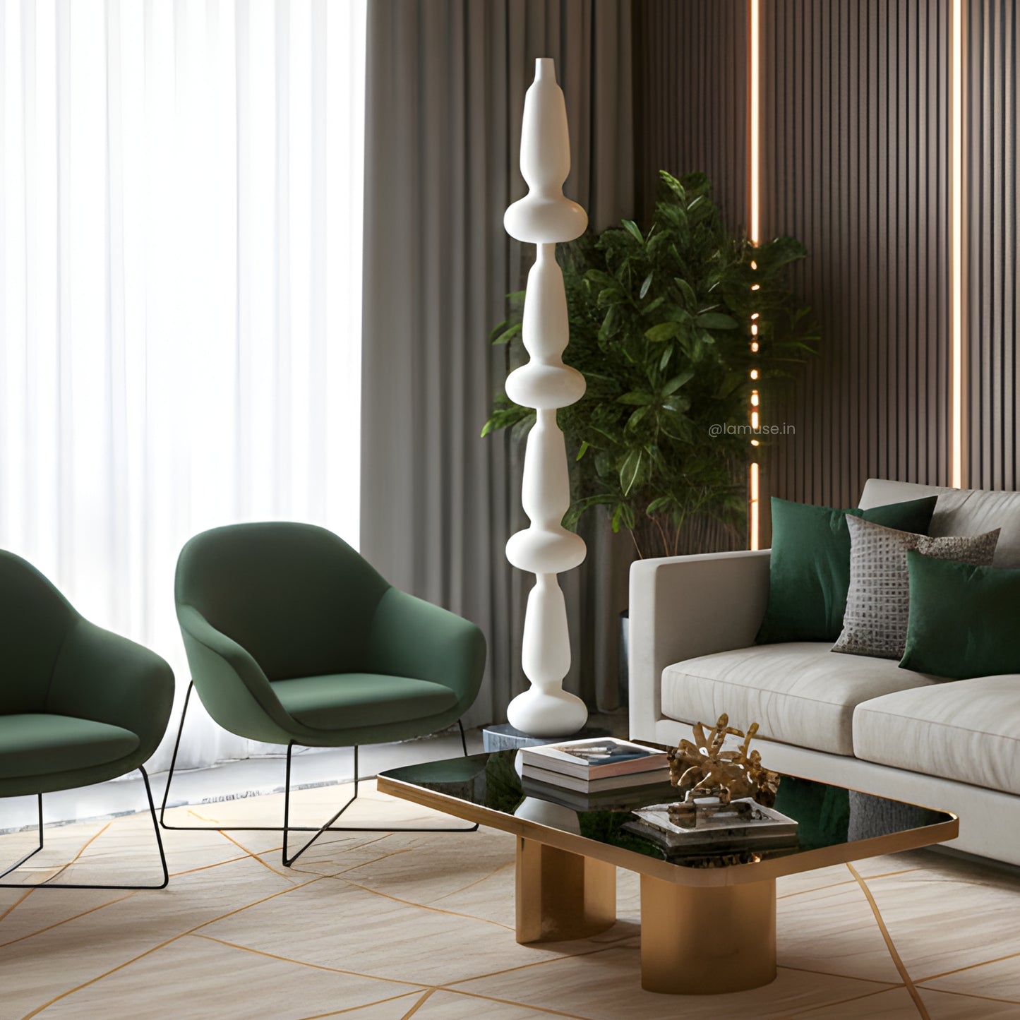 Portal - White Totem Floor Sculpture ~ 5.5 feet Tall