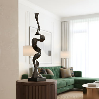 Flaire - Modern Abstract Gun Metallic Finish Sculpture ~ 3.5 Feet Tall