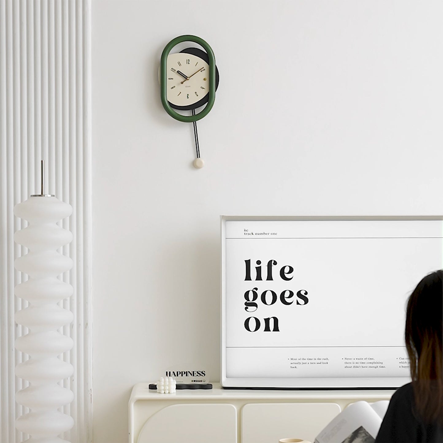 Circa - Designer Wall Clock with Pendulum - Green