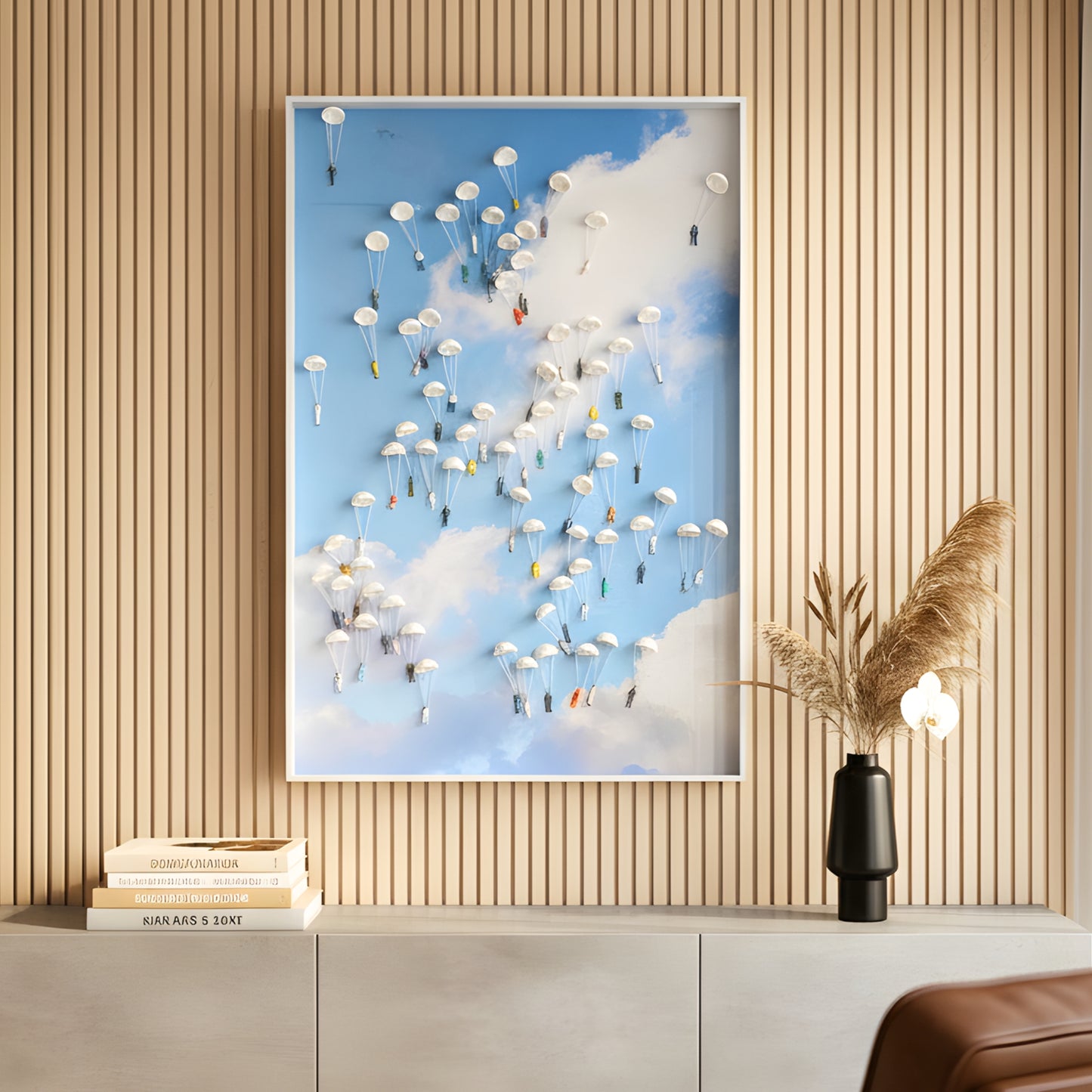 Sojourn Sky – Handmade Parachute Wall Art with Acrylic Frame - Style 2 ~ 4 ft x 2.5 ft