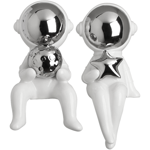The Benevolent Rider of The Space - Ceramic Astronaut Table Showpieces Set of 2