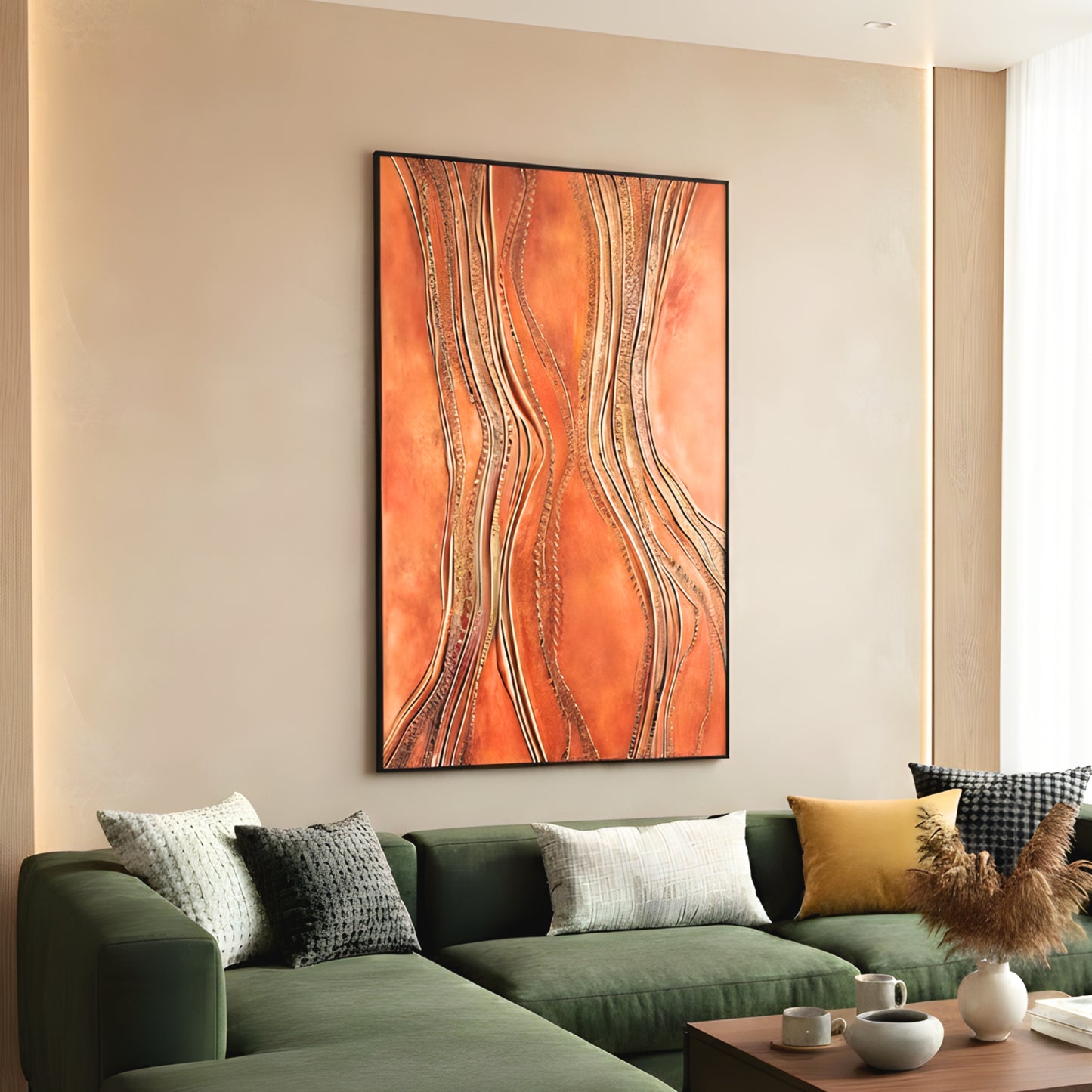 Trace - Premium UV Print Canvas Wall Art - Orange ~ 4 ft x 3 ft