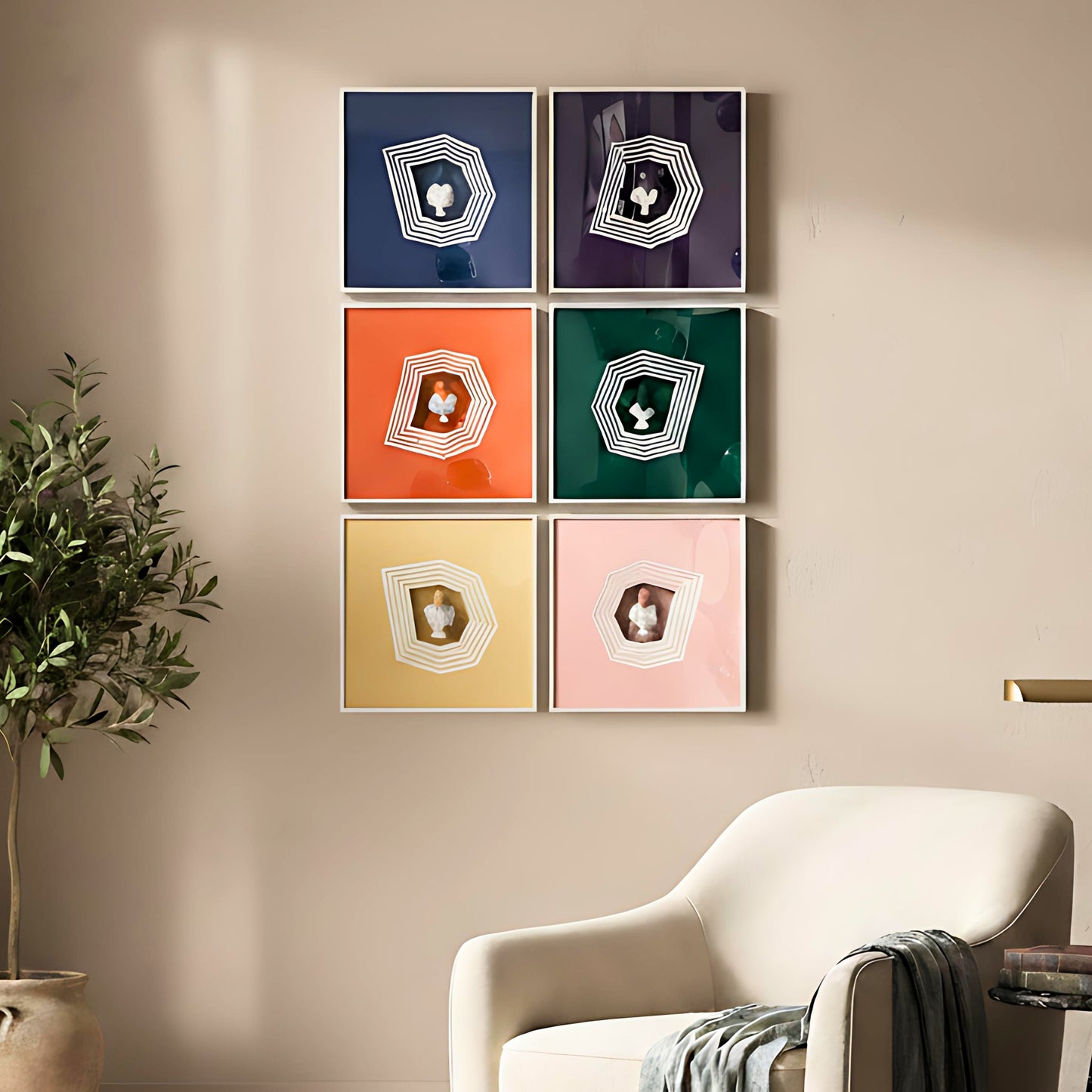 Prism – Bust Themed Neo-Classical Premium Wall Art (Set of 6)