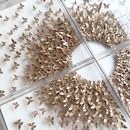 Flutter – Butterfly inspired Mixed Media Wall Art Set with Acrylic Frame ~ 4 ft x 4 ft