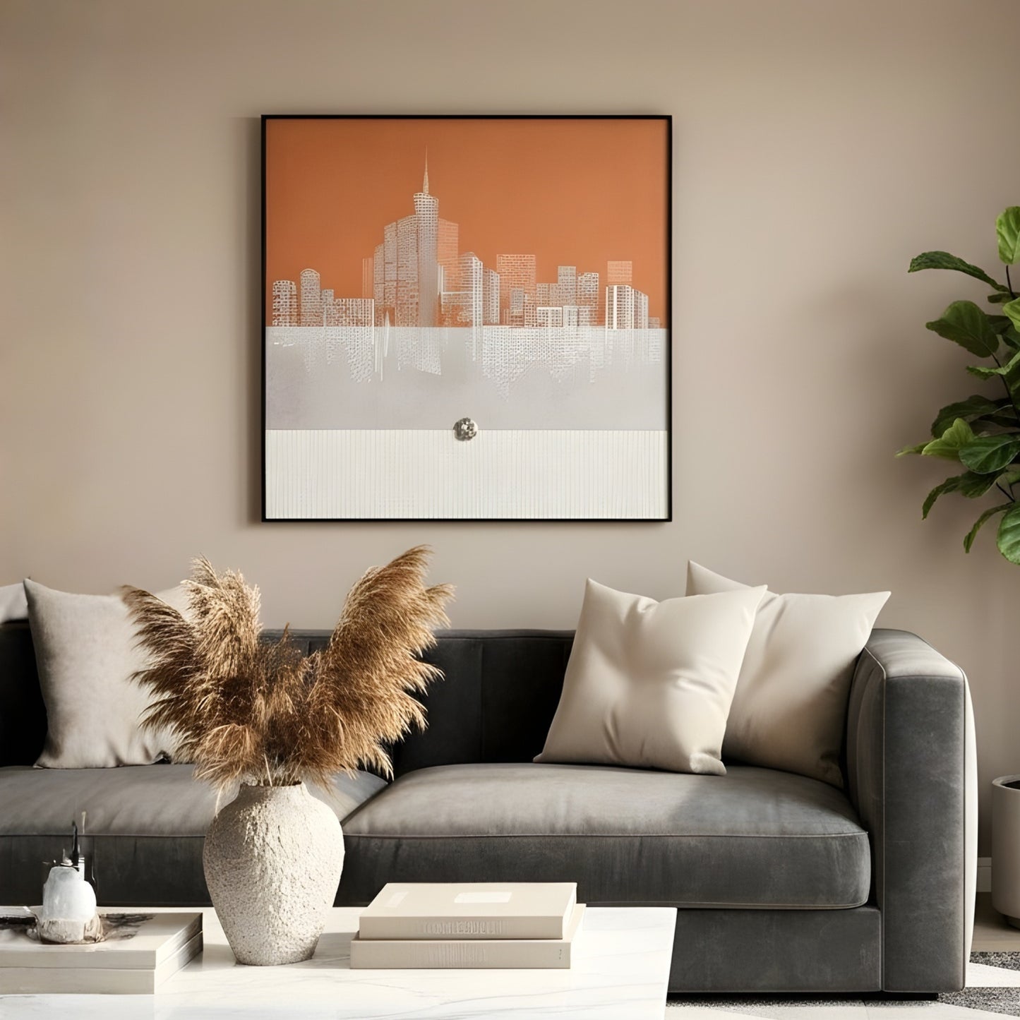Skyline - New York Cityscape inspired Leather Wall Art ~ 3 ft x 3 ft