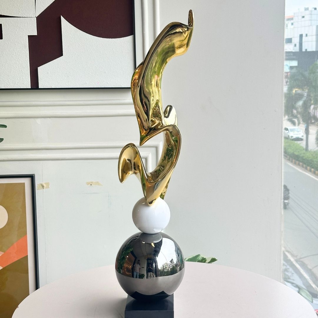 Ignis - Modern Abstract Metallic Finish Sculpture ~ 2.5 Feet Tall