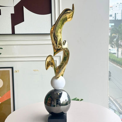 Ignis - Modern Abstract Metallic Finish Sculpture ~ 2.5 Feet Tall