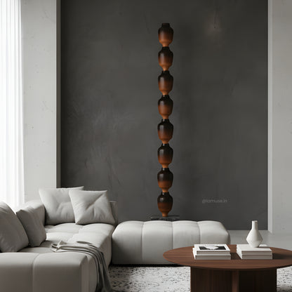 Bastion - Wood Finish Totem Floor Sculpture ~ 7 feet Tall