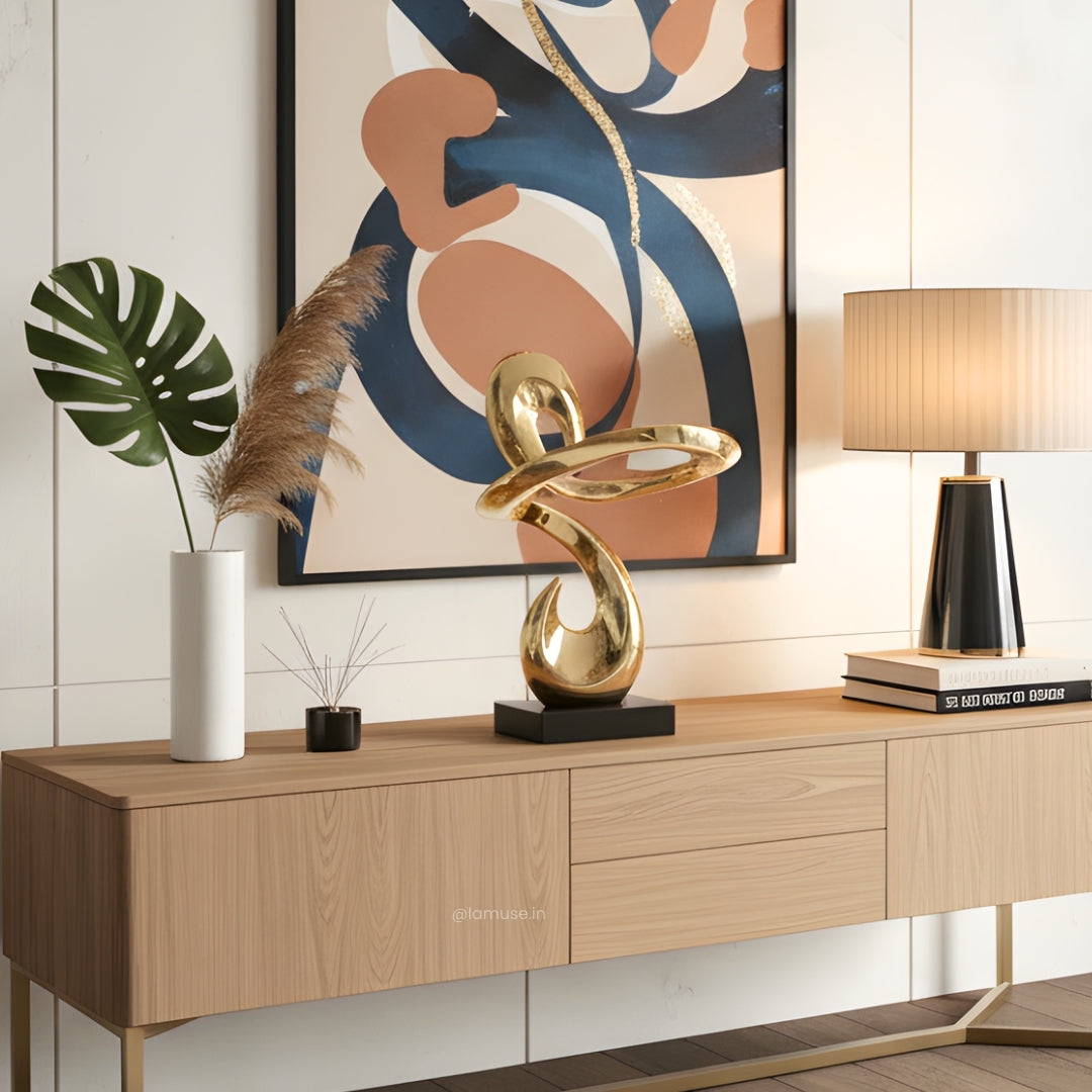 Continuum - Modern Abstract Metallic Gold Finish Sculpture ~ 2.5 feet Tall