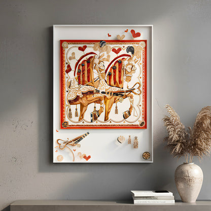 The Equestrian Love - Parisian Luxury Horse Wall Art ~ 4 ft x 3 ft