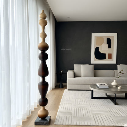 Nexus - Wood Finish Totem Floor Sculpture ~ 7 feet Tall