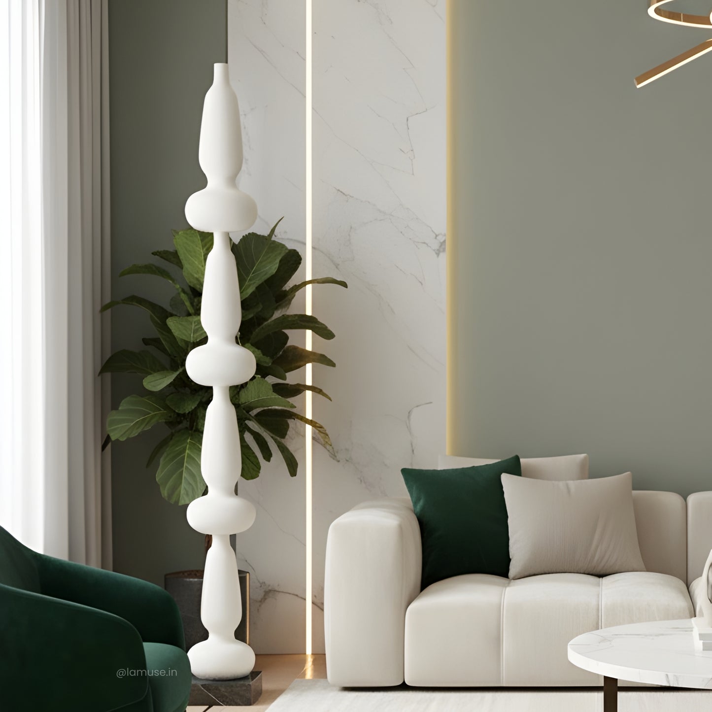 Portal - White Totem Floor Sculpture ~ 5.5 feet Tall