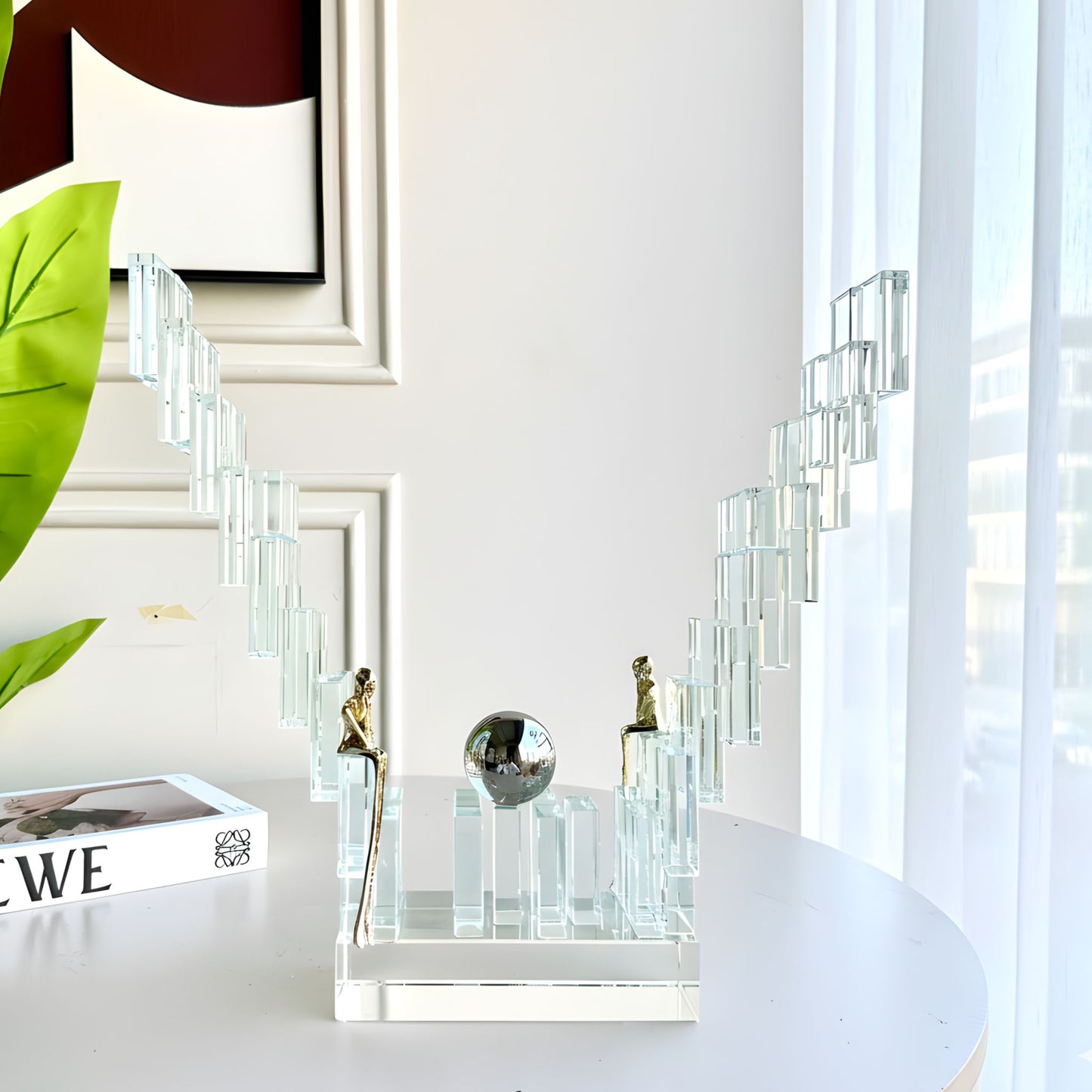 Levels - Crystal & Brass Showpiece