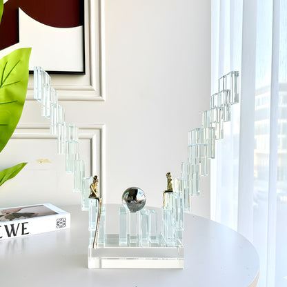 Levels - Crystal & Brass Showpiece