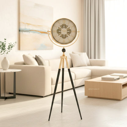 Artisanal Timecraft - Designer Floor Clock with Moving Gears Mechanism - White & Gold