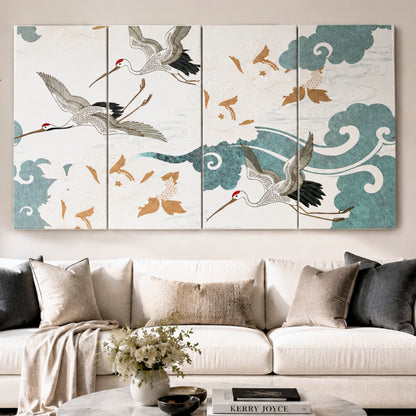 Skybound - Nature-inspired Embroidered Wall Art (Set of 4) ~ 7.5 ft x 4 ft