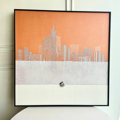 Skyline - New York Cityscape inspired Leather Wall Art ~ 3 ft x 3 ft