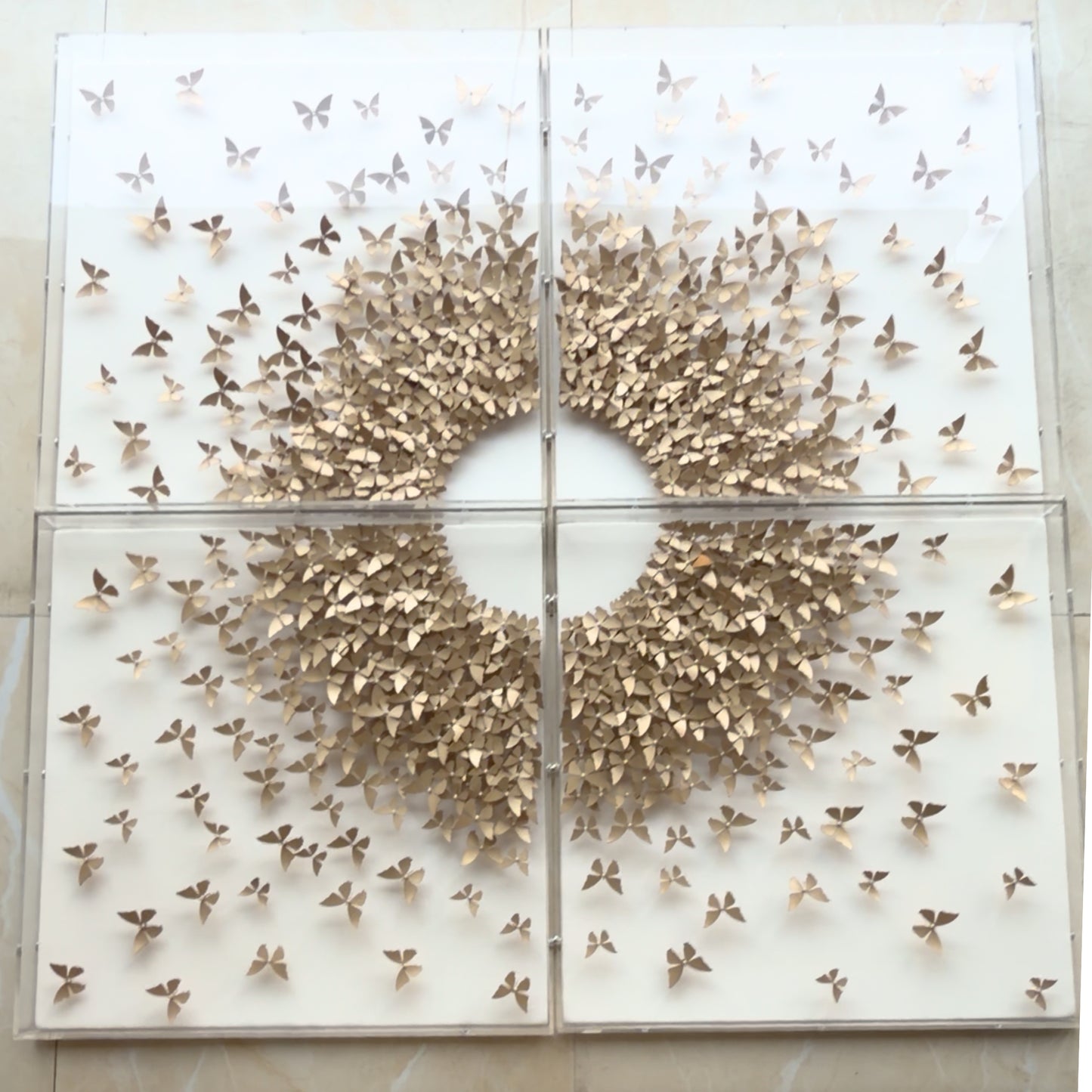 Flutter – Butterfly inspired Mixed Media Wall Art Set with Acrylic Frame ~ 4 ft x 4 ft