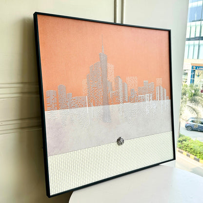 Skyline - New York Cityscape inspired Leather Wall Art ~ 3 ft x 3 ft