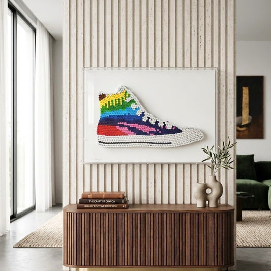 Kicks – Sneakers inspired Mixed Media Art with Acrylic Frame ~ 2 ft x 1.5 ft