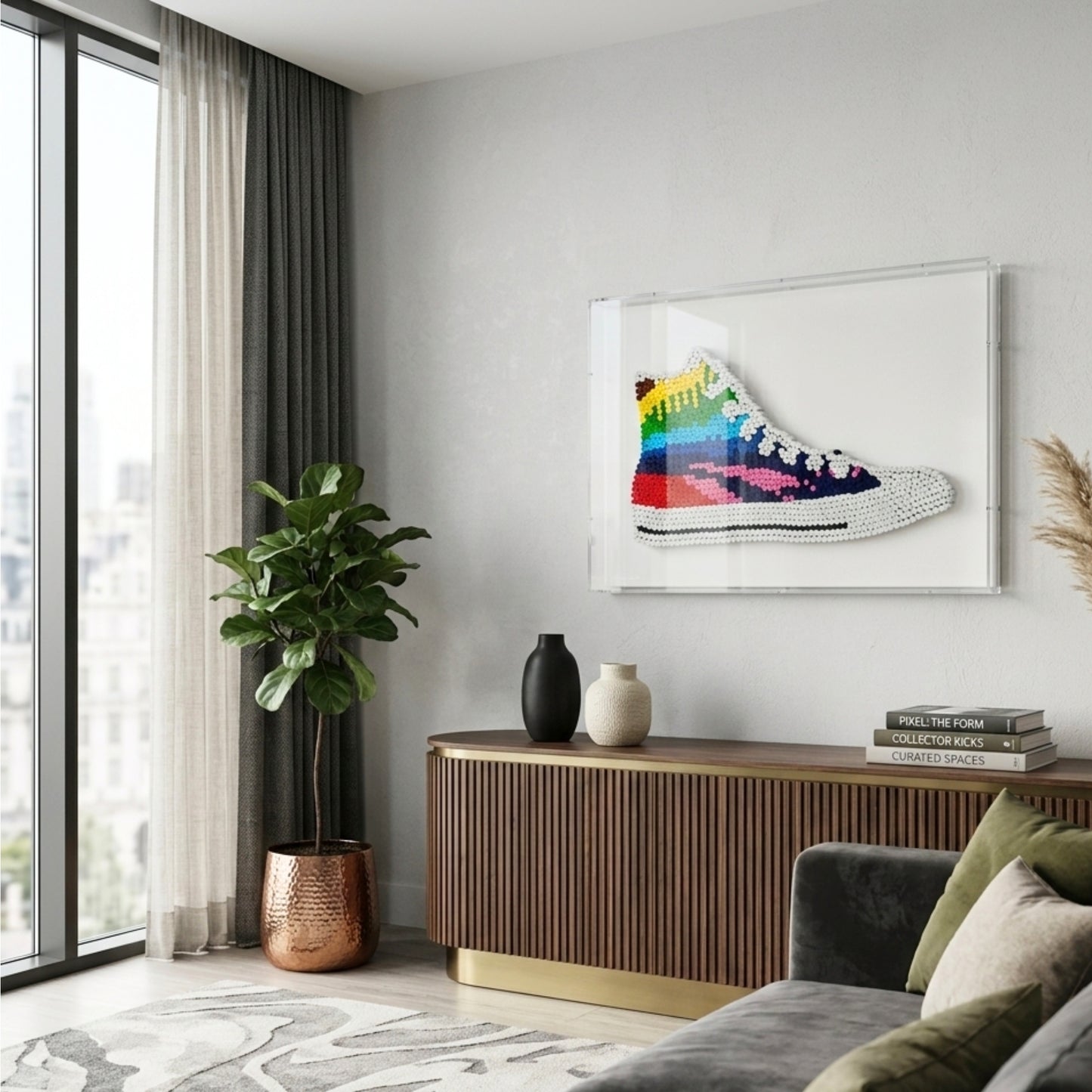 Kicks – Sneakers inspired Mixed Media Art with Acrylic Frame ~ 2 ft x 1.5 ft