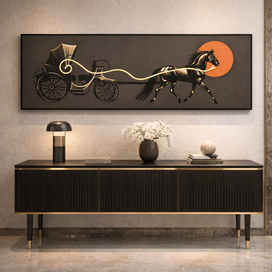 Sunset Carriage - Horse Carriage Themed LED Wall Art ~ 5 ft long