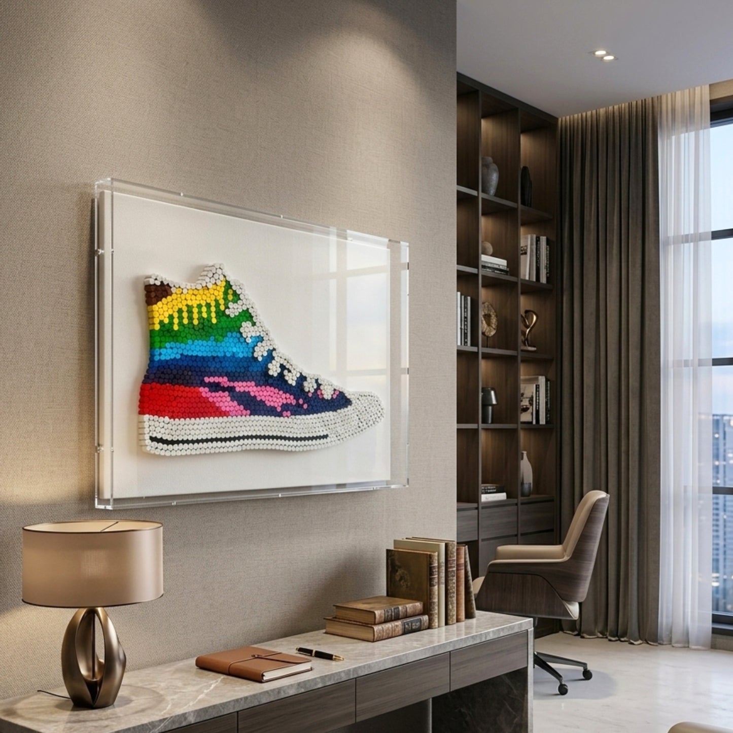 Kicks – Sneakers inspired Mixed Media Art with Acrylic Frame ~ 2 ft x 1.5 ft