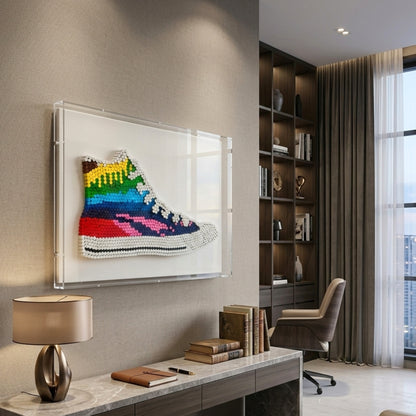 Kicks – Sneakers inspired Mixed Media Art with Acrylic Frame ~ 2 ft x 1.5 ft