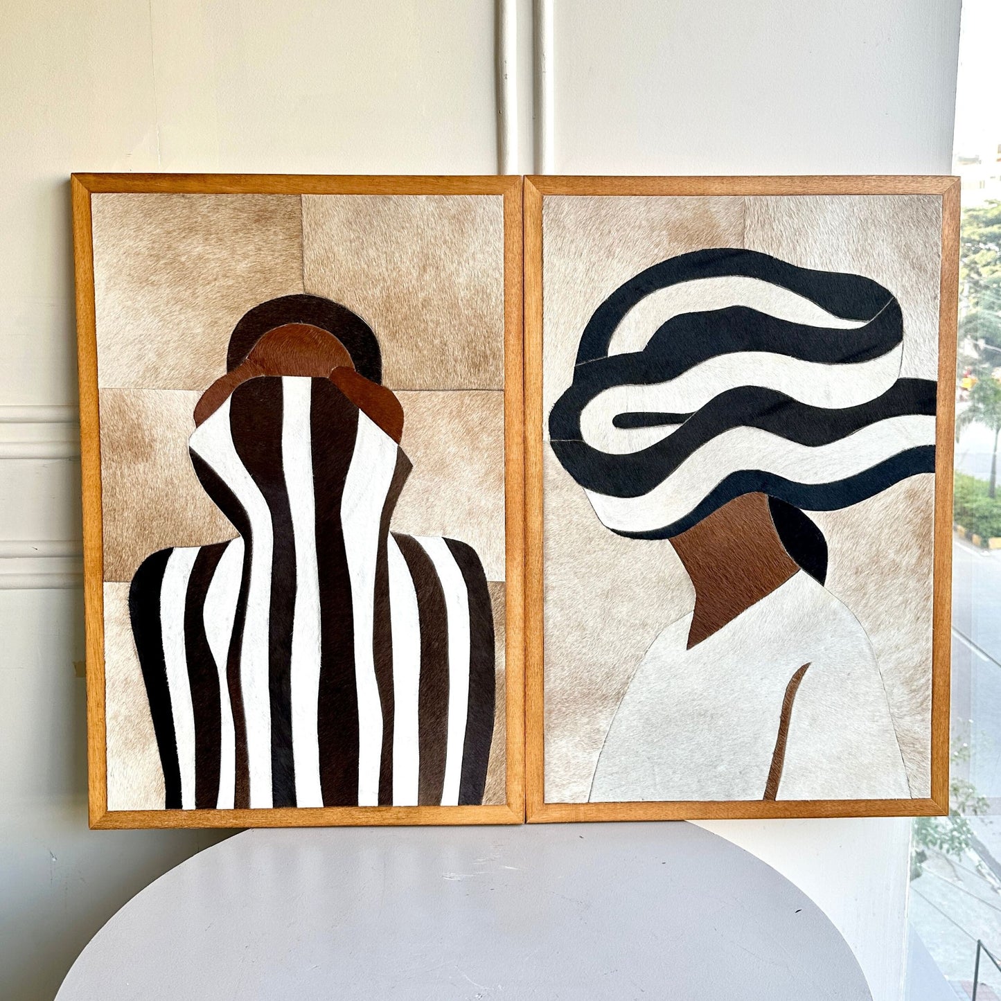 Zuri - Bovine Leather Wall Art (Set of 2) ~ 3.5 ft x 2.5 ft
