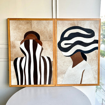 Zuri - Bovine Leather Wall Art (Set of 2) ~ 3.5 ft x 2.5 ft