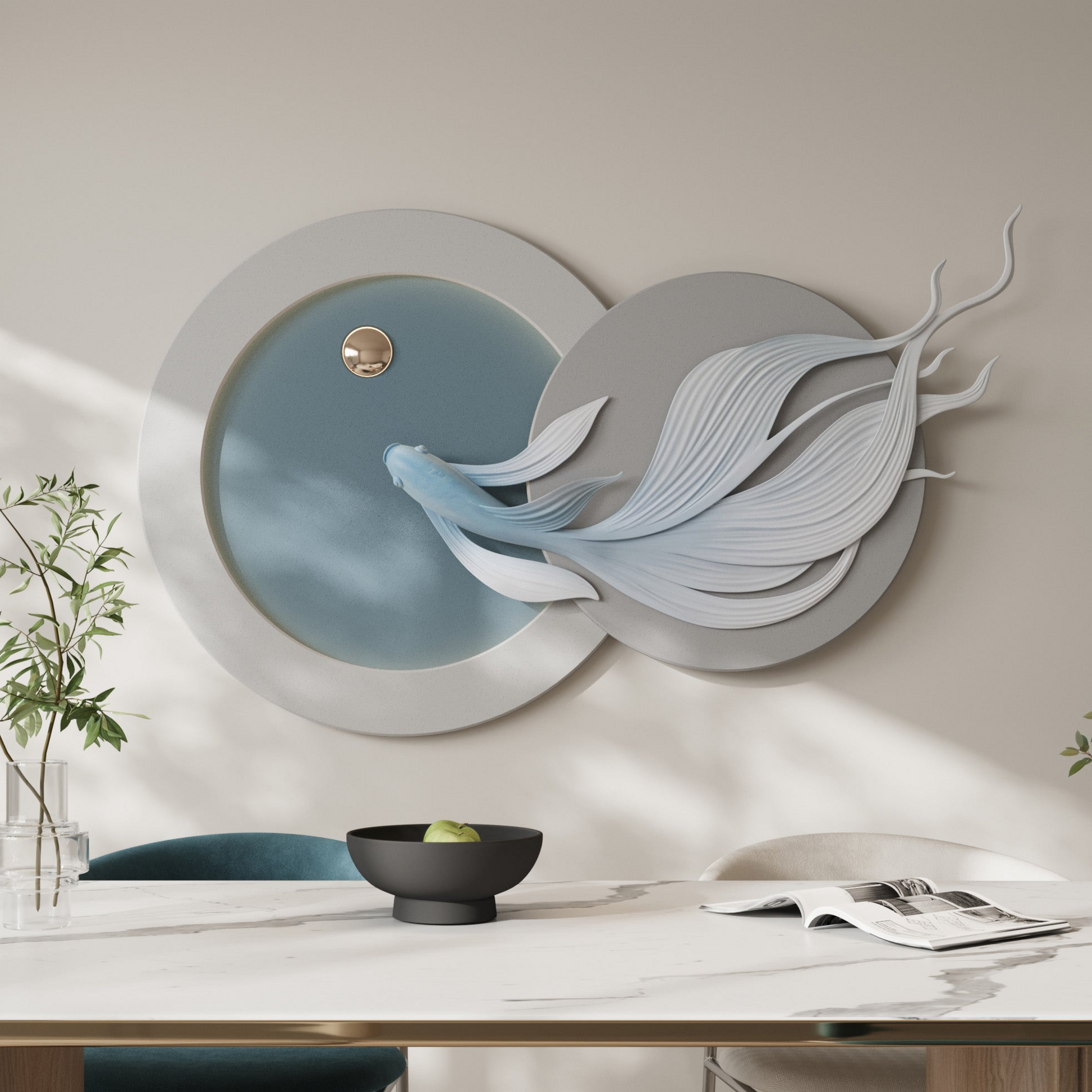 Flow by La Muse - Premium decorative wall art with abstract Fish design with LED light