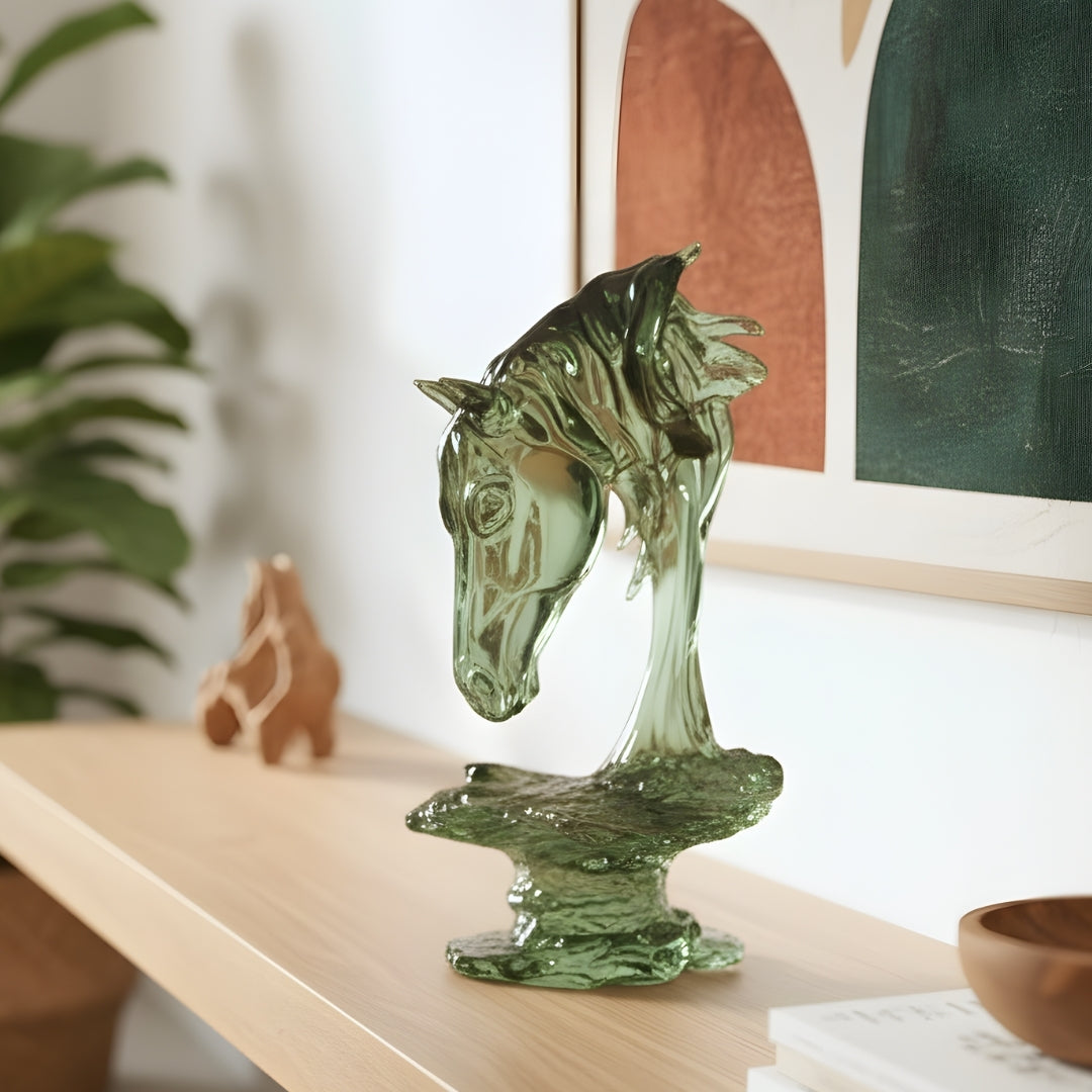 Phantom - Green Horse Showpiece ~ 1.5 feet Tall