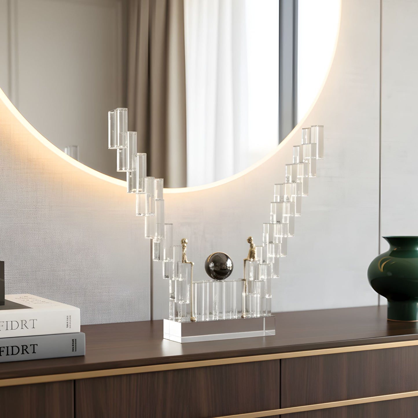 Levels - Crystal & Brass Showpiece