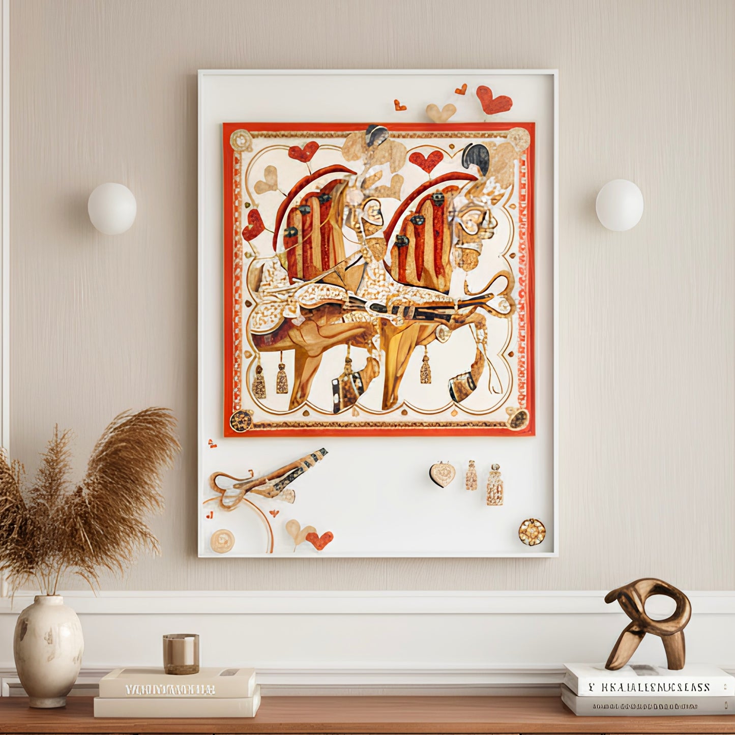 The Equestrian Love - Parisian Luxury Horse Wall Art ~ 4 ft x 3 ft