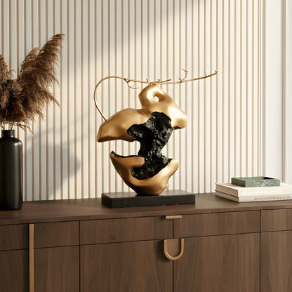 Perchstone - Black & Gold Sculpture ~ 1.5 feet Tall